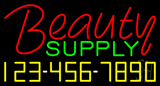 Red Beauty Supply With Phone Number Neon Sign