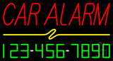 Red Car Alarm With Phone Number Neon Sign
