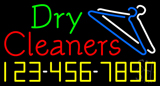 Dry Cleaners With Phone Number Logo Neon Sign