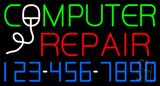 Computer Repair Blue Border Neon Sign