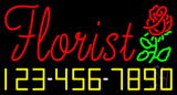 Red Florist With Phone Number Neon Sign