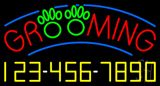 Grooming With Phone Number Neon Sign