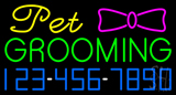 Pet Grooming With Phone Number Neon Sign