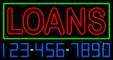 Double Stroke Red Loans With Phone Number Neon Sign