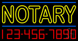 Double Stroke Yellow Notary With Phone Numbers Neon Sign