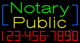 Green Notary Public With Phone Number Neon Sign