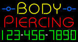 Body Piercing With Phone Number Neon Sign
