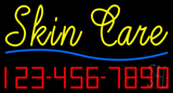 Cursive Yellow Skin Care With Phone Number Neon Sign