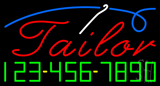 Red Tailor With Phone Number Neon Sign