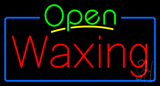 Green Open Waxing Blue Border Neon Sign