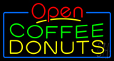 Red Open Coffee Donuts Neon Sign