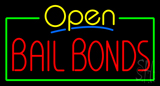 Yellow Open Bail Bonds Green Line Neon Sign