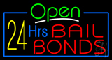 Green Open 24 Hrs Bail Bonds Neon Sign