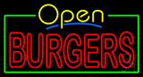 Open Double Stroke Burgers Neon Sign