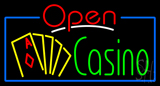 Open Casino With Cards Neon Sign