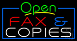 Green Open Fax And Copies Neon Sign