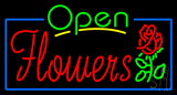 Green Open Red Flowers Neon Sign