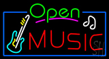 Open Music With Guitar Logo Neon Sign