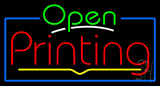 Green Open Printing Blue Border Neon Sign