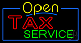 Yellow Open Double Stroke Tax Service Neon Sign
