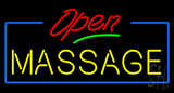 Red Open Yellow Massage Blue Border Neon Sign