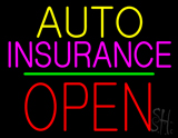Auto Insurance Open Block Green Line Neon Sign