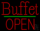 Red Buffet Block Open Green Line Neon Sign