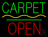 Carpet Block Open Green Line Neon Sign