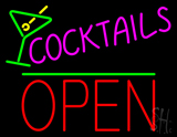 Cocktail Glass With Cocktail Open Neon Sign
