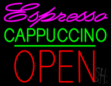 Espresso Cappuccino Block Open Green Line Neon Sign