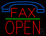 Fax Block Open Green Line Neon Sign