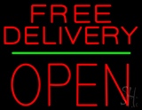 Free Delivery Block Open Green Line Neon Sign