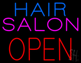 Hair Salon Block Open Neon Sign