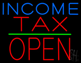Income Tax Block Open Green Line Neon Sign