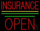 Red Insurance Open Block Yellow Green Line Neon Sign