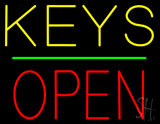 Keys Block Open Green Line Neon Sign