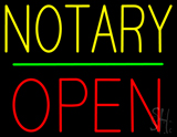 Notary Block Open Green Line Neon Sign