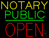 Notary Public Block Open Green Line Neon Sign