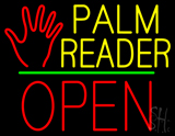 Palm Reader Logo Block Open Green Line Neon Sign