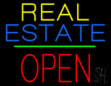Real Estate Block Open Green Line Neon Sign