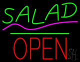 Salad Block Open Green Line Neon Sign