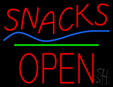 Snacks Block Open Green Line Neon Sign
