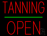 Tanning Block Open Green Line Neon Sign