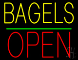Bagels Block Open Green Line Neon Sign