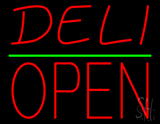 Deli Block Open Green Line Neon Sign