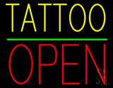 Yellow Tattoo Block Open Green Line Neon Sign