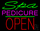 Spa Pedicure Block Open Green Line Neon Sign