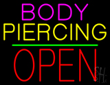 Body Piercing Block Open Green Line Neon Sign