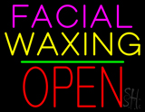 Facial Waxing Block Open Green Line Neon Sign