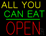 All You Can Eat Block Open Green Line Neon Sign